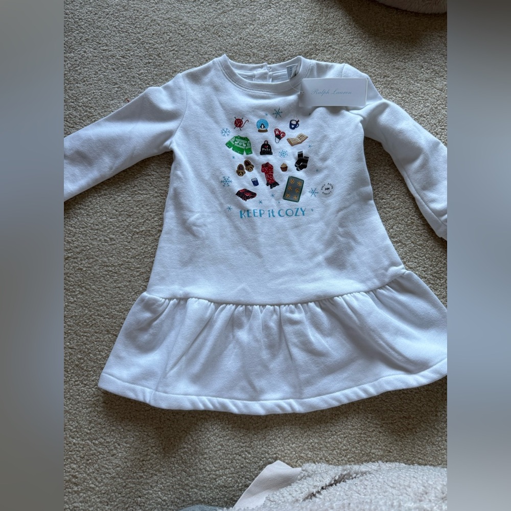 Ralph Lauren White Cozy Print Dress